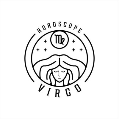 girl or women zodiac of virgo logo line art simple minimalist vector illustration template icon