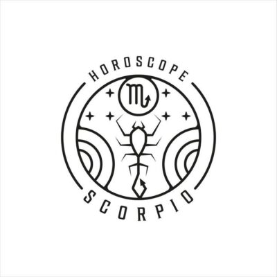 scorpion zodiac of scorpio logo line art simple minimalist vector illustration template icon design