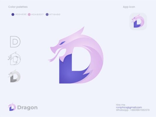 D Dragon Logo Design