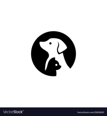 Dog cat pet logo icon negative space style vector image on VectorStock