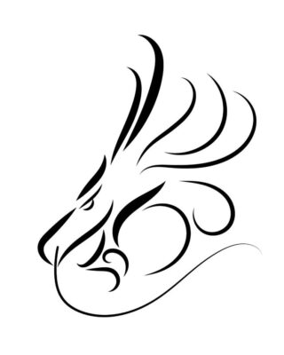 Download Line art vector of A dragon head for free