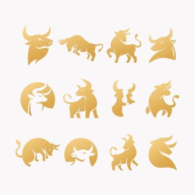 Download Set of Golden Ox Silhouette Icon for free