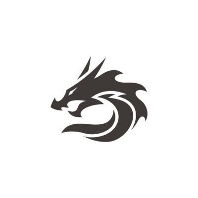 Premium Vector Abstract dragon silhouette dragon illustration vector logo in black and white color