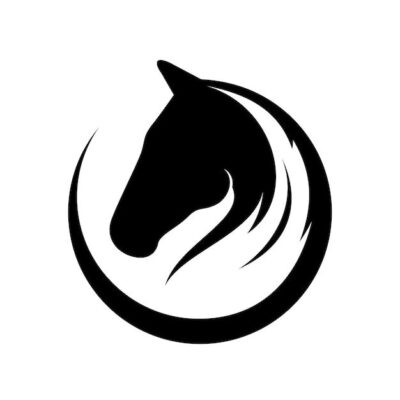 Premium Vector Black horse circle logo illustration silhouette vector