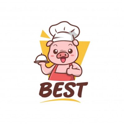 Premium Vector Cute pig cheaf mascot illustration
