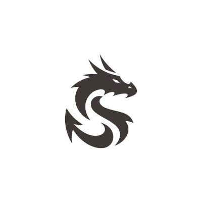 Premium Vector Flat dragon silhouette dragon illustration vector logo in black and white color