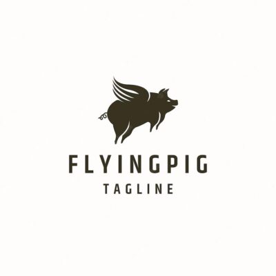 Premium Vector Flying pig animal logo icon design template flat vector