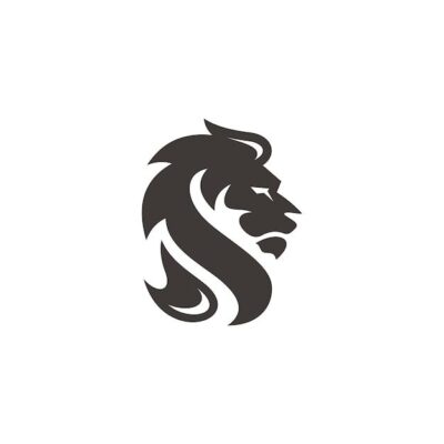 Premium Vector Lion leo head face hair silhouette logo icon with black and white color