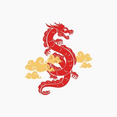 Premium Vector Red chinese dragon illustration