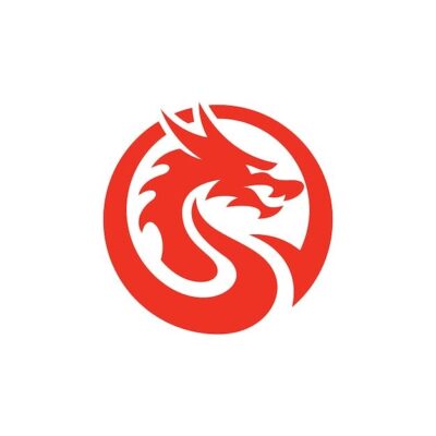 Premium Vector Red dragon mascot logo dragon head silhouette circle vector icon