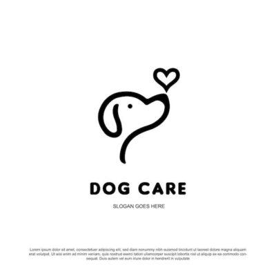 Premium Vector Simple minimal dog care logo design dog head with love vector