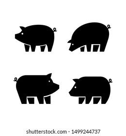 Set Pig Logo Icon Design Template Stockillustration 1499244737 Shutterstock