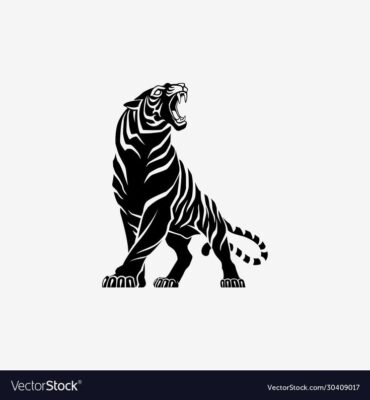 Tiger roaring logo sign emblem vector image on VectorStock