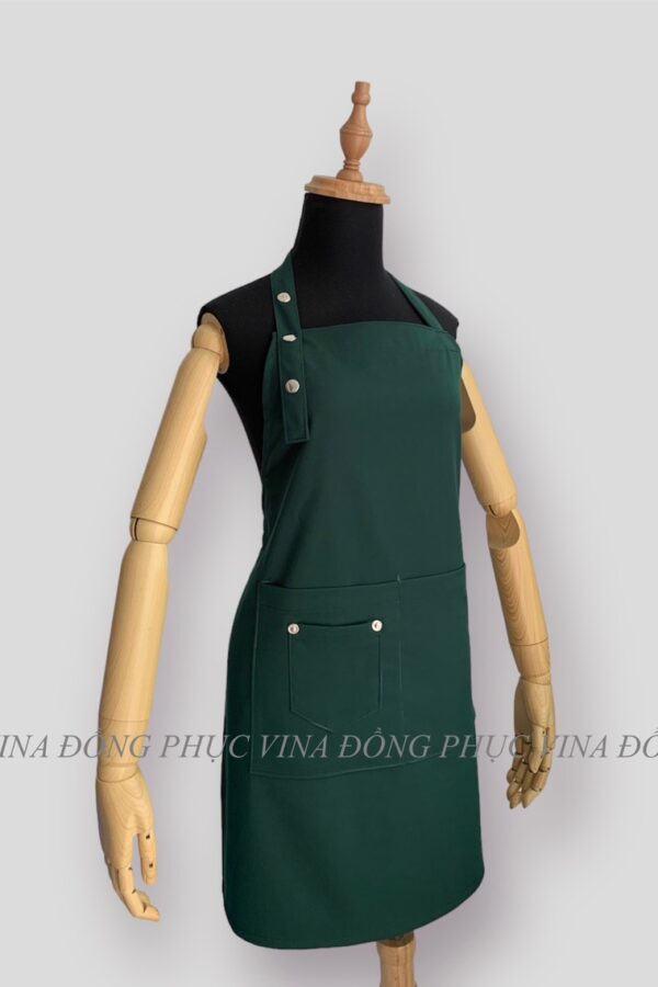 Đồng phục tạp dề may sẵn màu Rêu mặt nghiên