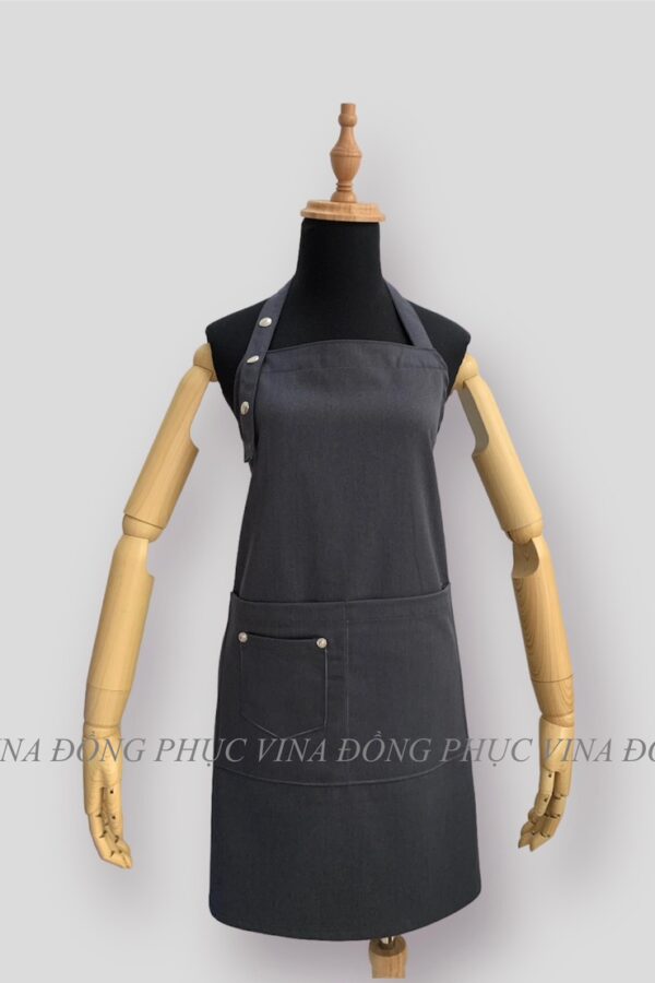 Đồng phục tạp dề may sẵn màu Xám mặt trước