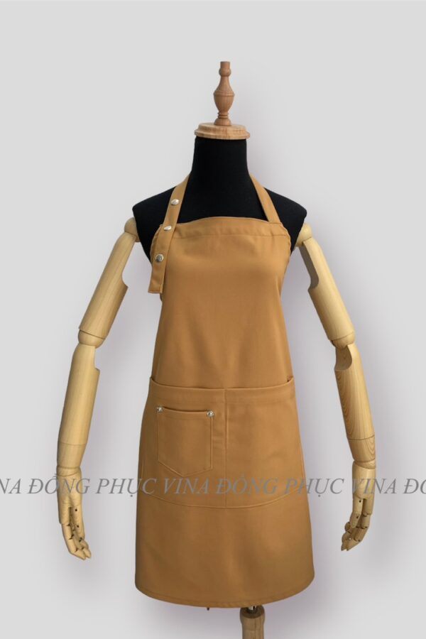 Đồng phục tạp dề may sẵn màu Gold mặt trước