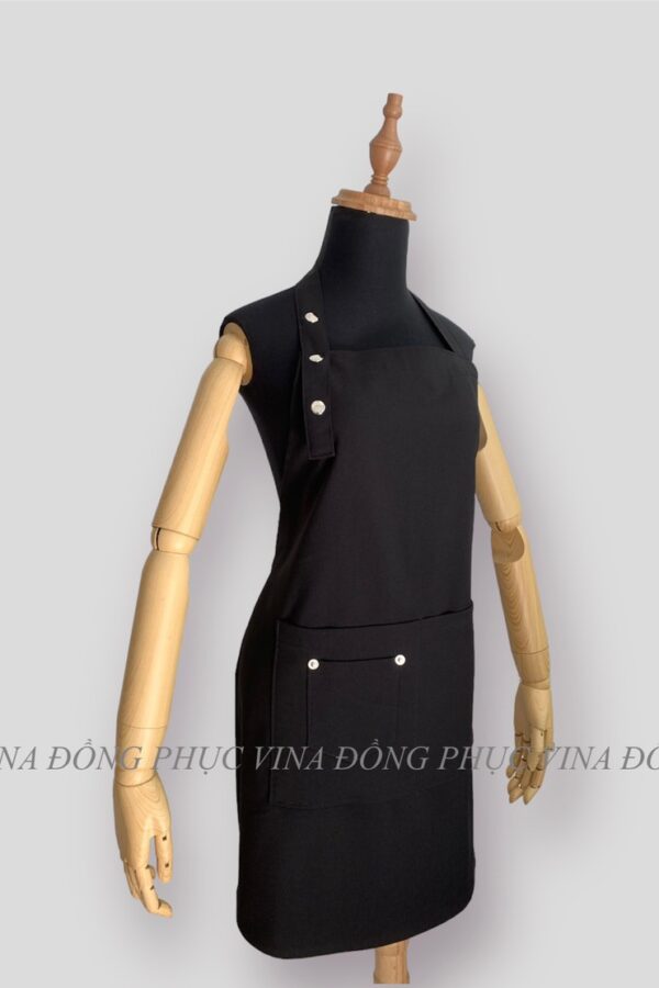 Đồng phục tạp dề yếm may sẵn màu Đen mặt nghiên