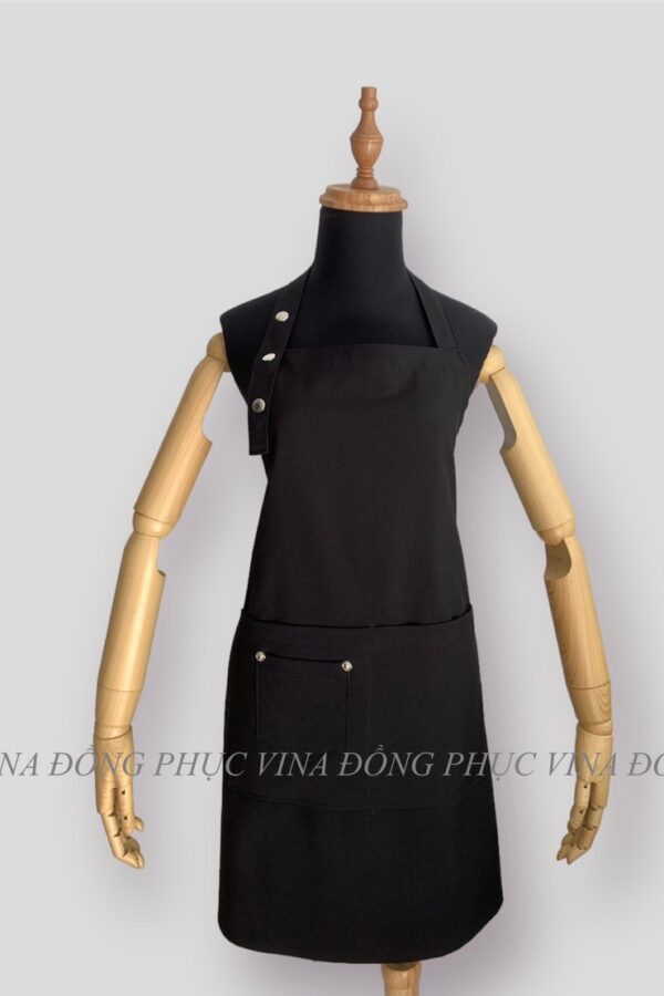 Đồng phục tạp dề yếm may sẵn màu Đen mặt trước