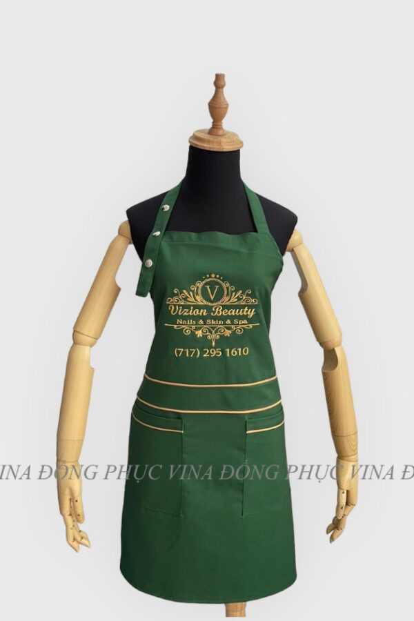 Đồng phục tạp dề màu xanh rêu Vizion