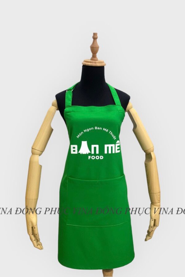 Đồng phục tạp dề màu xanh lá cây Ban Mê Food