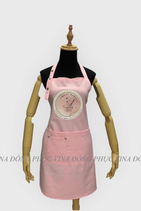 Mẫu đồng phục tạp dề màu hồng đẹp cao cấp 17 Tạp dề màu hồng tiệm Bánh SWEET