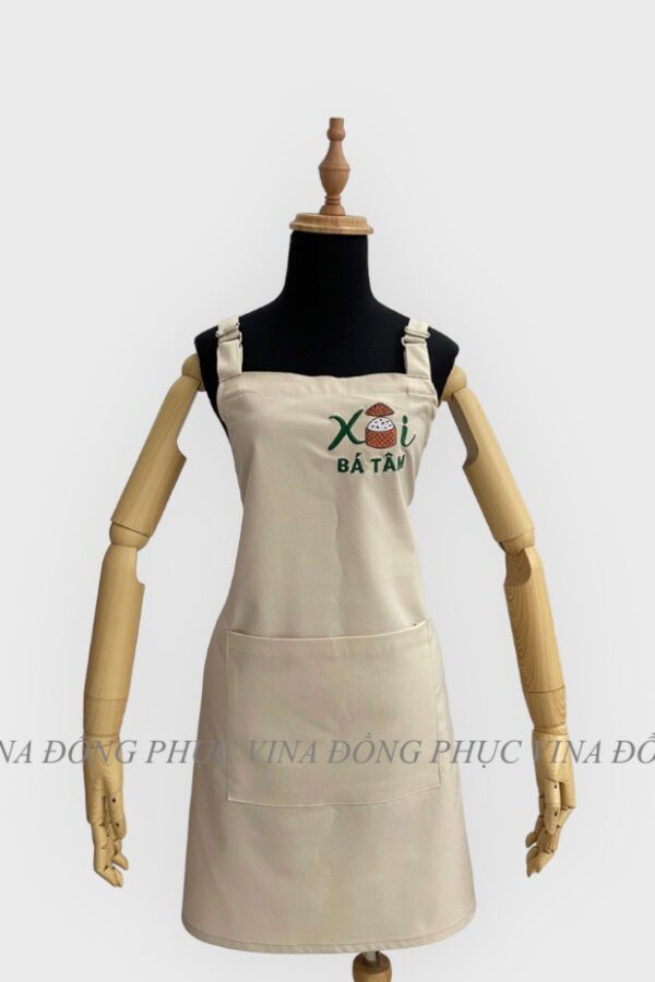 Tạp dề đồng phục màu be Xôi Bà Tâm