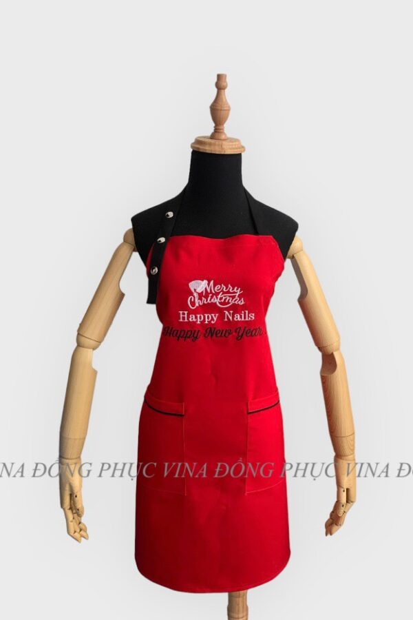 Đồng phục tạp dề màu đỏ đẹp cao cấp 17 tạp dề đồng phục màu đỏ Happy Nails