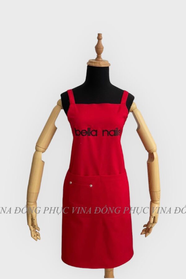 Đồng phục tạp dề màu đỏ đẹp cao cấp 16 Tạp dề màu đỏ Bella Nails
