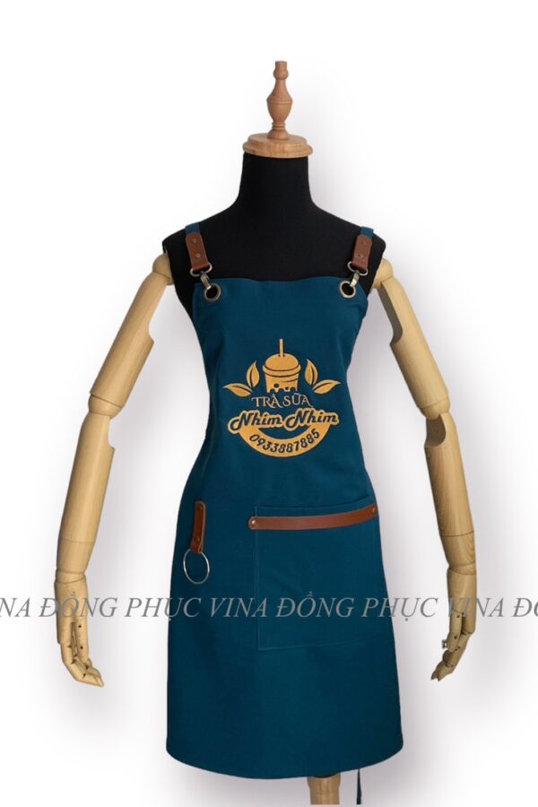 Tạp dề xanh cổ vịt trà sữa Nhím Nhím