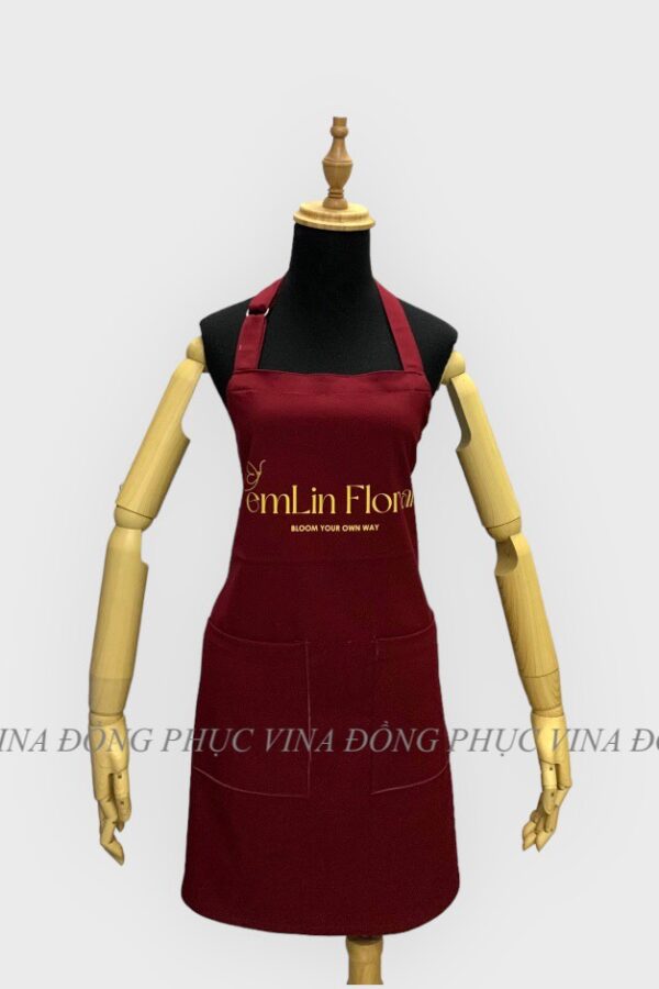 Tạp dề tiệm hoa màu đỏ đô Emlin