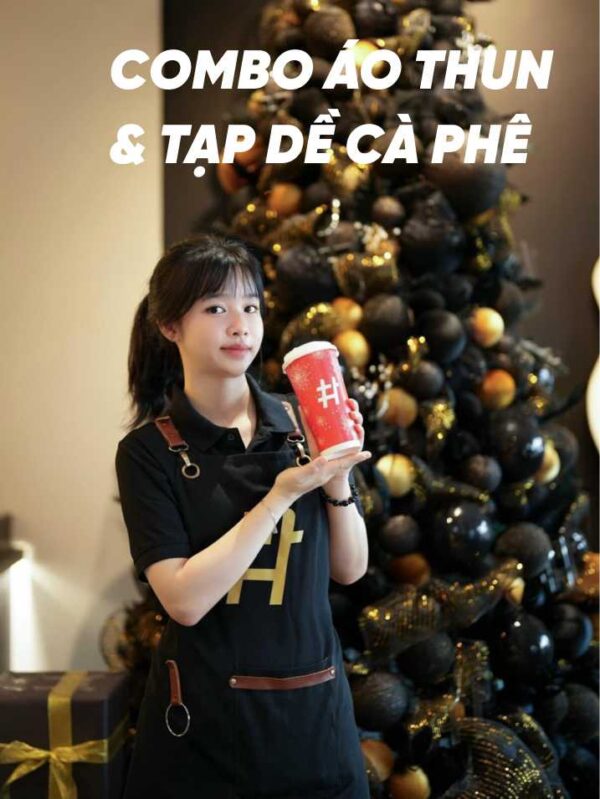 Combo áo thun và tạp dề đồng phục quán cafe Thang