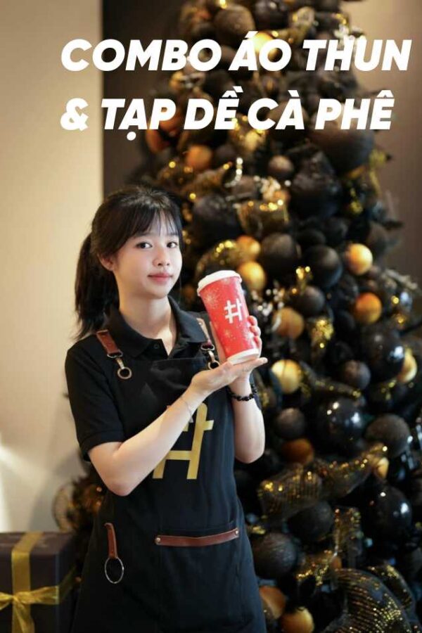 Combo áo thun và tạp dề đồng phục quán cafe Thang