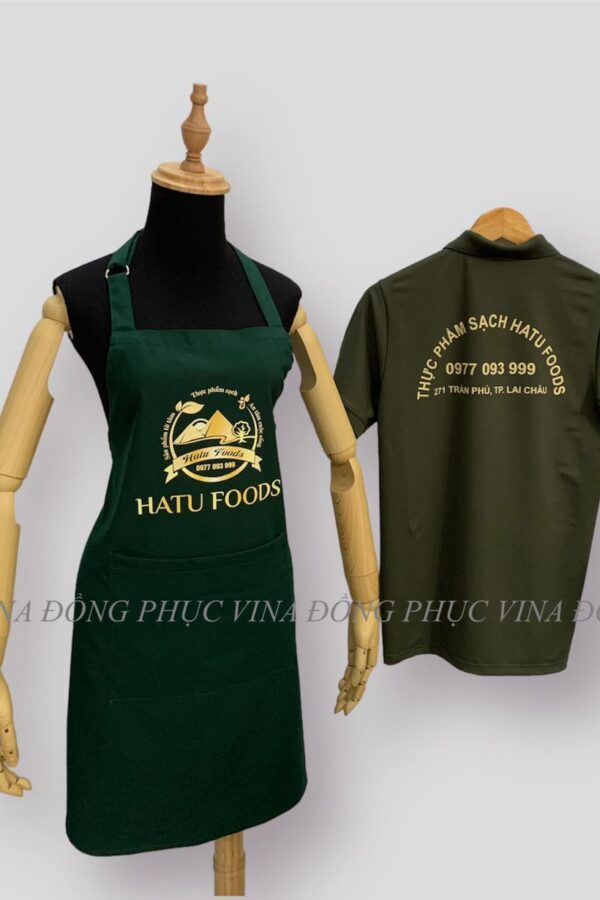 Combo Đồng phục quán ăn Hatu Foods Áo + Nón + Tạp Dề 7 Đồng phục quán ăn Hatu Foods