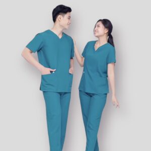 Đồng phục scrubs nha khoa may sẵn màu xanh ngọc