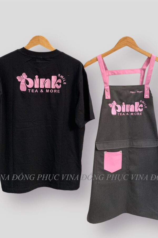 Mẫu đồng phục quán trà sữa Pink đẹp