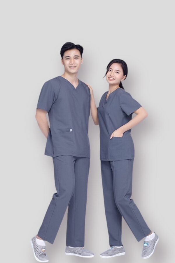 Bộ quần áo đồng phục y tế may sẵn Scrubs màu xám