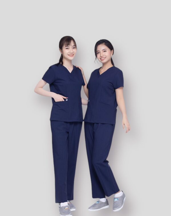 Bộ scrubs đồng phục y tế may sẵn màu xanh đen