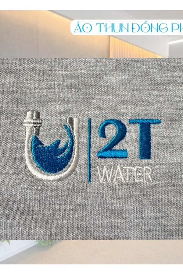 Logo Áo thun đồng phục có cổ Công ty 2T Water thêu vi tính