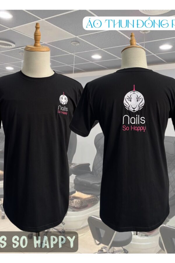 Mẫu áo thun đồng phục không cố T-shirt tiệm nail So Happy
