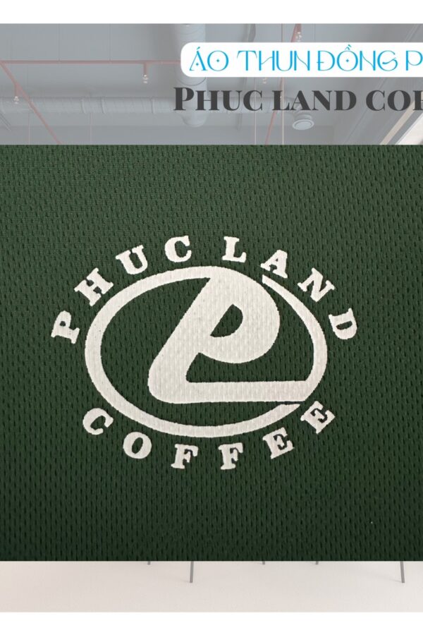 Áo thun đồng phục Phúc Land Coffee 8 Logo Áo thun đồng phục có cổ Phúc Land Coffee in lụa