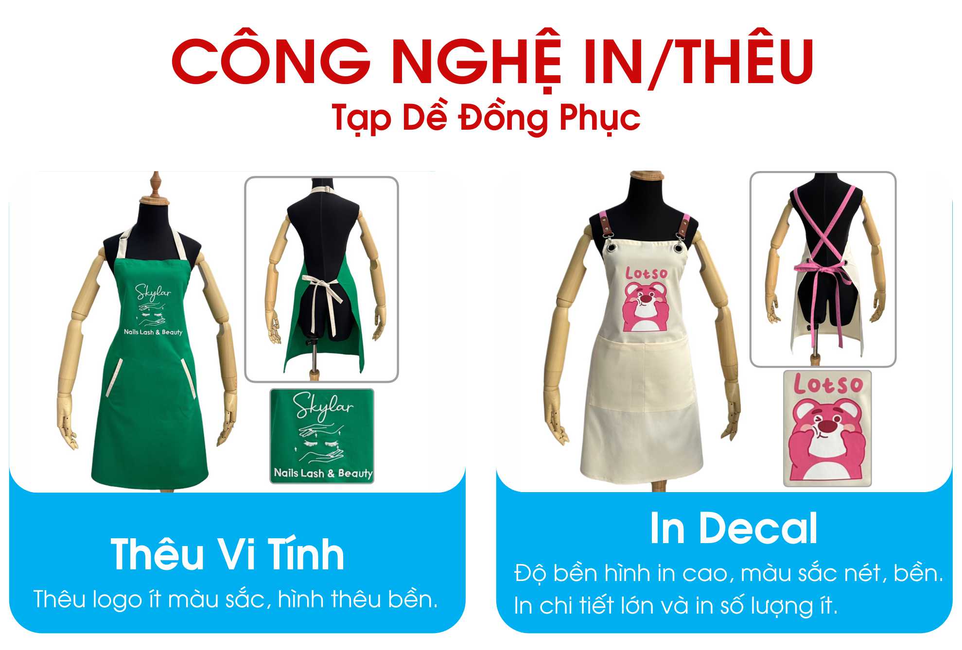 Công nghệ in thêu đồng phục tạp dề