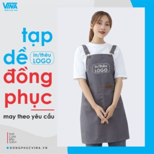 May tạp dề đồng phục in thêu logo