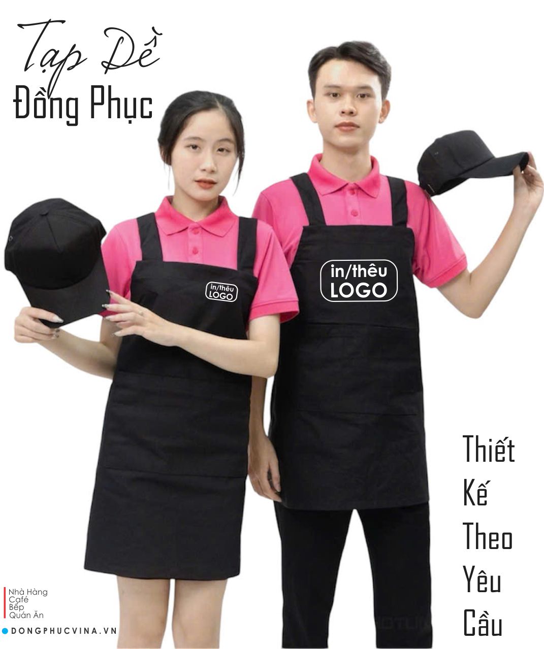 Tạp dề đồng phục in logo thiết kê cao cấp