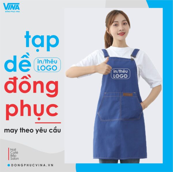 Tạp dề đồng phục màu xanh đẹp