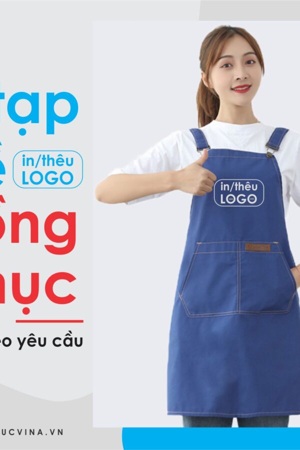 Tạp dề đồng phục màu xanh đẹp
