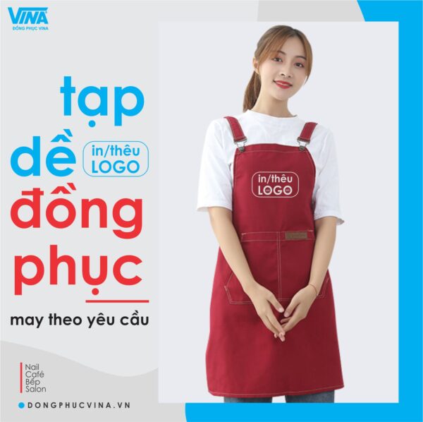 Tạp dề pha chế quán cafe vải kaki cotton