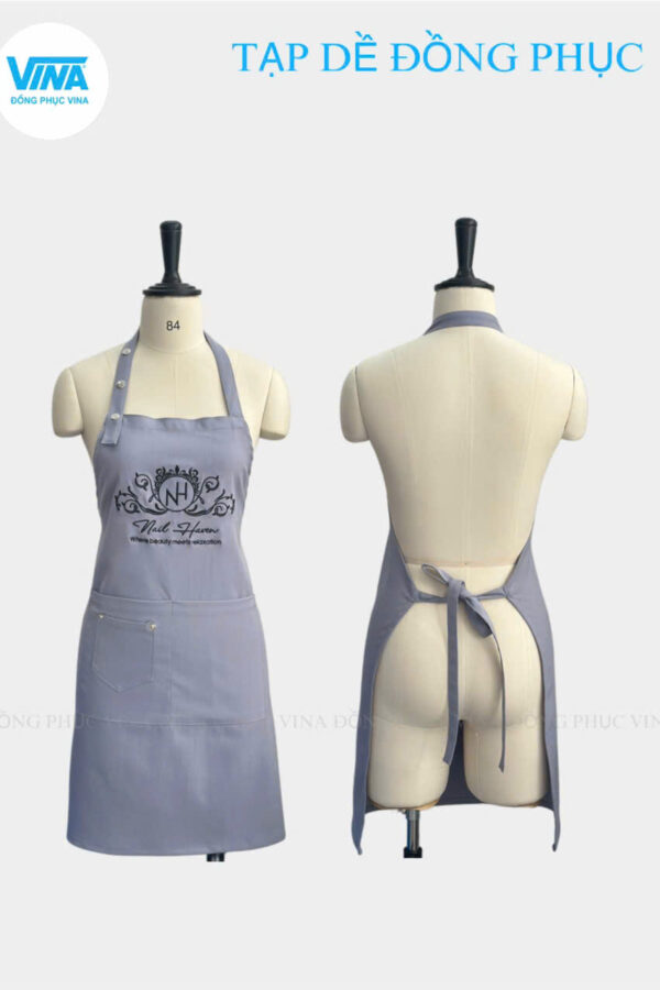 Tạp dề làm nails màu xám thêu Logo Haven