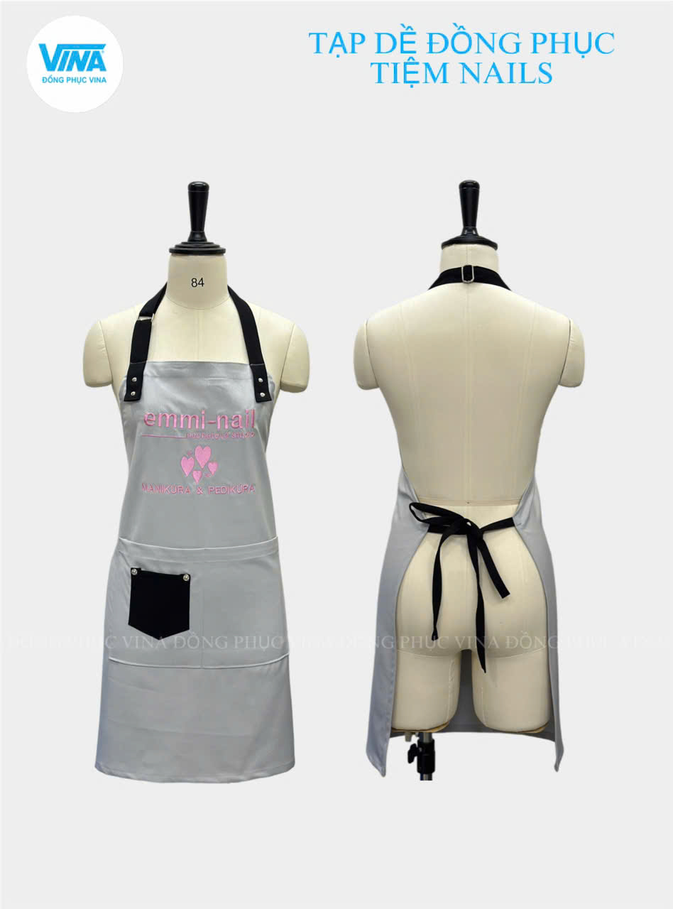 Tạp dề nail dáng dài lịch sự