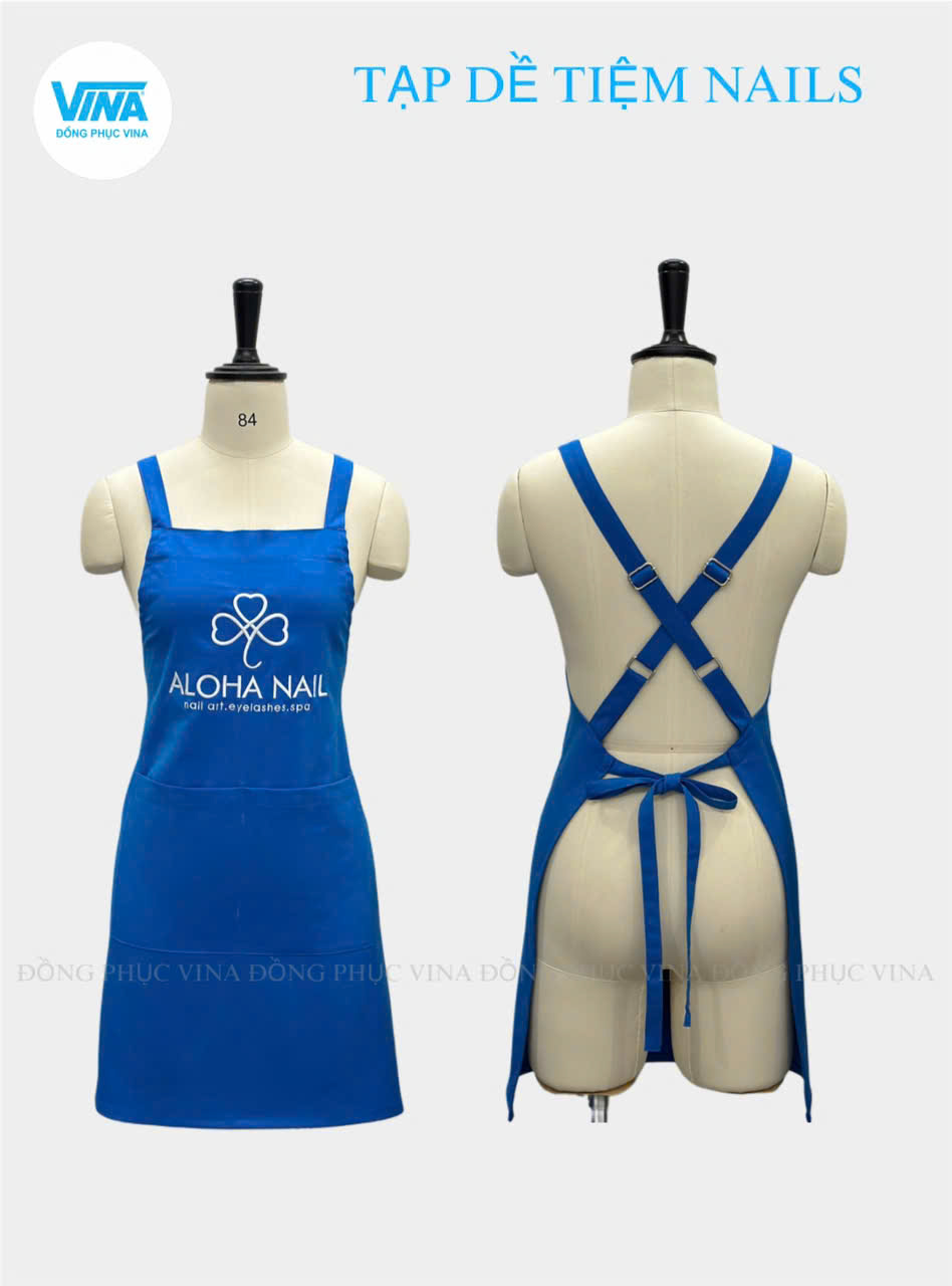 Tạp dề nail thêu logo thương hiệu
