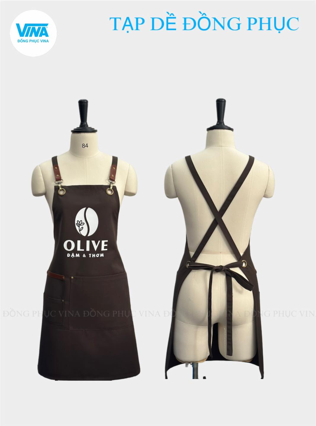 Tạp dề quán cafe in logo quảng bá thương hiệu